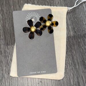 Leopard Print Flower Earrings